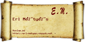 Erl Mátyás névjegykártya