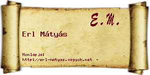 Erl Mátyás névjegykártya